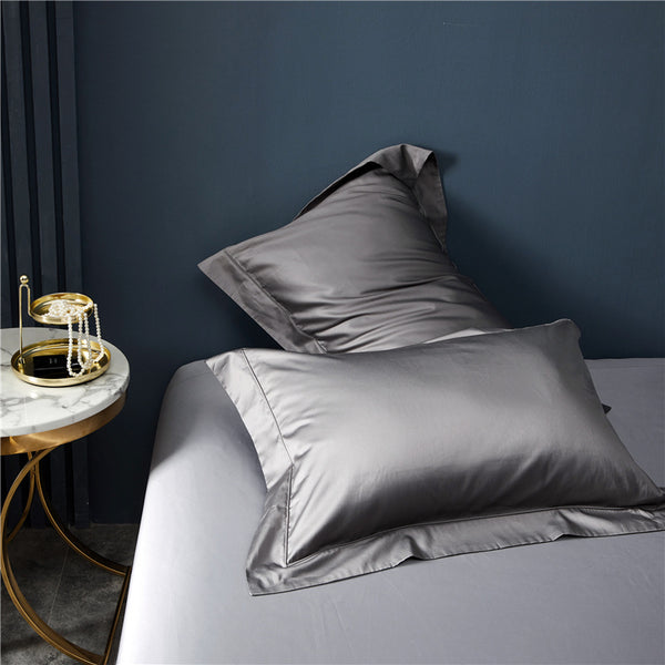 Lindsey Sateen 600 Thread Count Embroidered Side Pillow Case (Pair) - Tranquility Bed